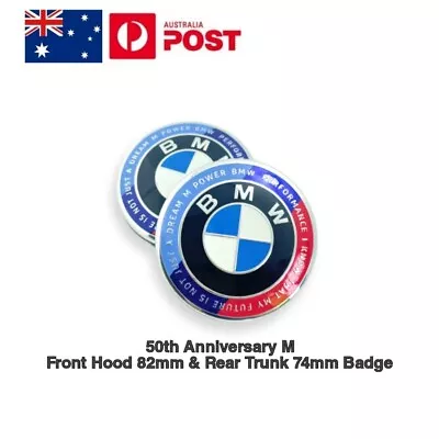 50 Years M Front Hood 82mm & Rear Trunk 74mm Badge Emblem Logo For BMW Series AU • $19.95