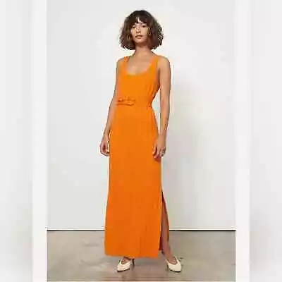 Mara Hoffman Harlow Dress Orange Belted Tank Ribbed Knit Size Small FLAW • $128