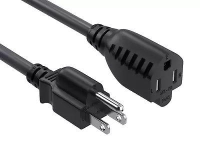 6 Ft 16 AWG AC Outlet Extension Power Cord NEMA 5-15P To NEMA 5-15R • $9.99