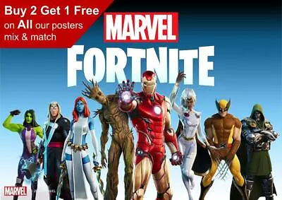 Fortnite Marvel Game Poster A5 A4 A3 A2 A1 • £1.49