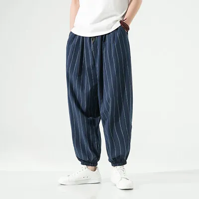 $28 • Buy New Mens Linen Baggy Harem Pants Drawstring Casual Yoga Beach Cropped Pants