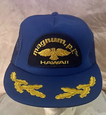 Vtg 1980s Magnum PI Hawaii Trucker SnapBack Hat Designer Award Cap (BLUE) • $19.99