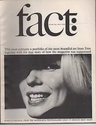 1965 Volume Two # 3 Issue Of Fact Magazine Eros Portfolio And Marilyn Monroe  • $35.99