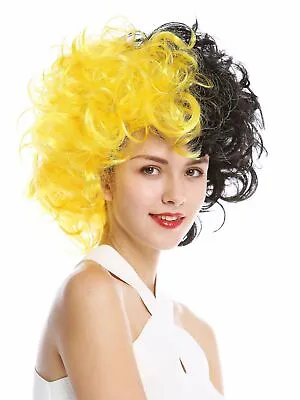 Wig Ladies Men's Crazy Wild Curls Volume Yellow Black Halves Bee Fan • $9.58