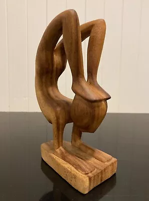 Gymnast Wood Carving Bali Yoga Sirsasana Pose Abstract Sculpture Handcrafted  • $22