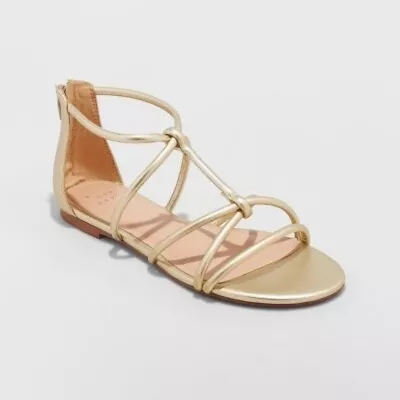 NEW! WIDE WIDTH Samina Gold Gladiator Sandals • $9.99