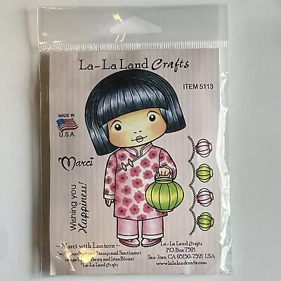 La-La Land Crafts Rubber Stamps Marci With Lantern 5113 Asian Retired NEW • $11