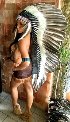 $359 • Buy Indian Headdress Feather Warbonnet Little Big Horn Coiffe Indienne Fotoshooting