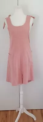 Kuwaii Linen Jumpsuit Sz 6 Dusty Pink Short Style Adjustable Shoulder Straps • $29.99