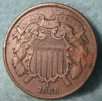 1869 Two Cent Piece Better Grade Details Old US Coin • $0.99