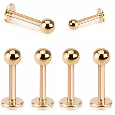 4 Pc Rose Gold IP Surgical Steel Helix Lip Labret Monroe Stud Piercing 16g 5/16  • $8.95