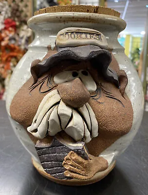 Vintage Mahon MMS Pottery Stoneware 3D Funny Goofy Mans Face Cookie Jar Cork Lid • $44