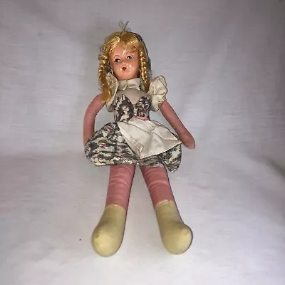 Vintage/Antique Papier-mâché And Cloth Peasant Girl Doll Made In Japan • $14.95