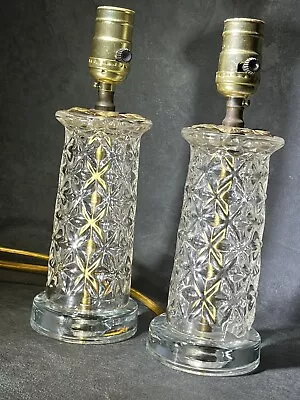 Vintage Crystal Glass Gold Leaf Table Lamps Set Pair Retro Light • $30.36