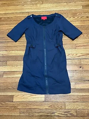 Zac Posen Z Spoke Nautical Shirt Dress Size 12 Zip Front Short Sleeve Shift • $32.95