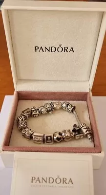 Genuine Pandora Charm Bracelet With Genuine Charms • $450