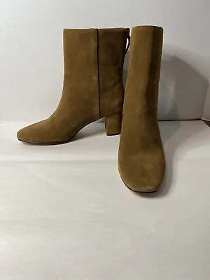 J. Crew EUC Size 9 Rich Walnut Calf Suede Minimal McKay Ankle Boots #AQ760 • $45