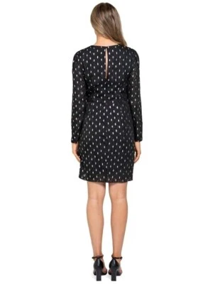 $70 • Buy Forever New Georgia Long Sleeve Black/Silver Metallic Wrap Dress - Size 14 BNWT