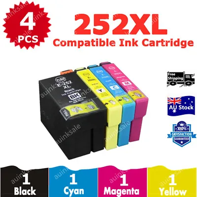 4x Non-OEM 252XL 252 Ink Cartridges For Epson Workforce WF 3620 7620 7610 3640 • $11.20