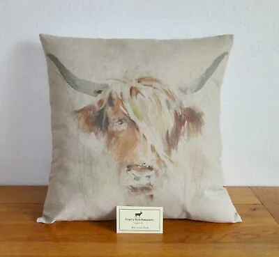 Highland Cow Cushion Cover And Insert  Farm Animals Rustic Country Farmhouse 17  • £6.99