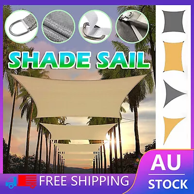 320GSM Sun Shade Sail Cloth Canopy Outdoor Awning Rectangle Square Grey 5 Size • $46.16