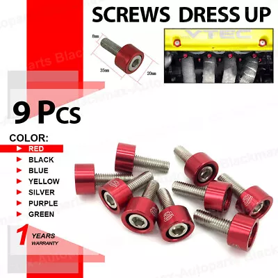 9 Pcs M8 X 1.25 Exhaust Header Manifold Red Dress Up Washer Kit For Honda Acura • $14.16