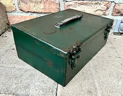Antique Heavy Duty Green Metal Hand Made Storage Box Vintage  • $39.50