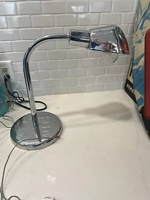 Vintage Mid Century Chrome Heavy Desk Lamp Light 14” Works Read! • $69.99