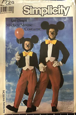 Simplicity Costume Pattern 7729 Mickey Mouse Adult Small Cosplay Halloween Uncut • $9.99