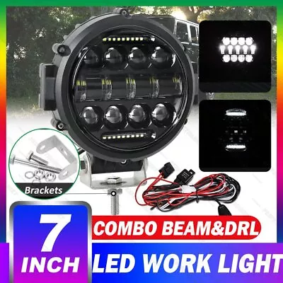 7inch Round LED Driving Light Spot Spotlight DRL Offroad SUV Work Lamp & Wiring • $57.95