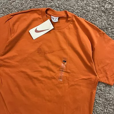 NEW Vintage 1997 Nike Center Big Swoosh 90s Tonal Orange Tee Shirt Large • $30