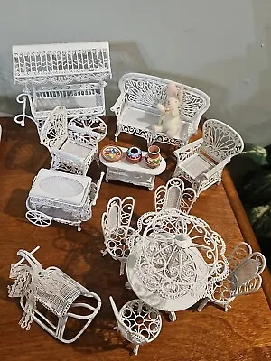 Windsor Vintage 12Pc. Set Doll House Miniature Furniture Metal Wire 1994 + Xtras • $198
