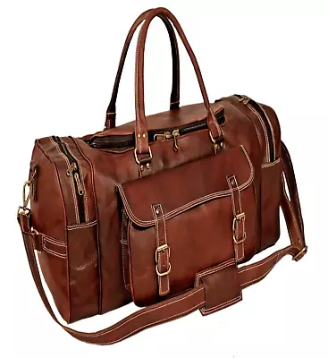 Weekender Vintage Duffle Luggage Handmade Bag Men's Leather Gym Overnight Travel • $133.36