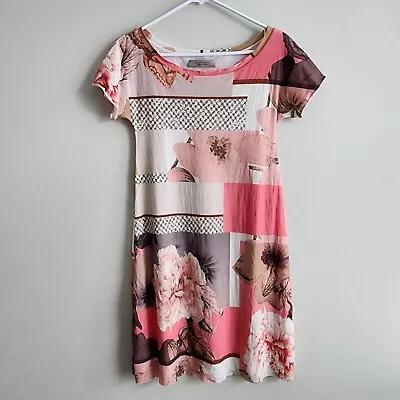 D EXTERIOR Womens Pink Floral Dress Size Medium Crepe Lined Made In Italy Flower • $14.46