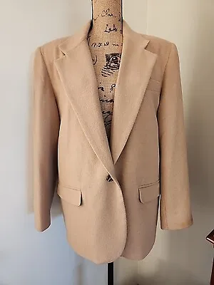 Vintage Orvis 100% Camel Hair Coat Jacket Blazer 1 Button Womens Size 12 Beige • $75