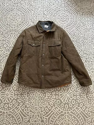Flint And Tinder Huckberry Quilted Waxed Shirt Jacket Mens Size Large Brown • $150