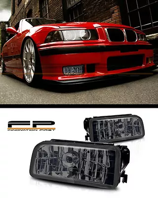 1992-1999 BMW E36 M3 3 Series Fog Lights Front Bumper Lamp Smoke Glass Lens PAIR • $38.99