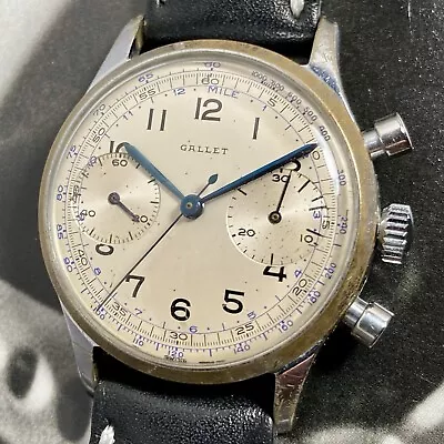 Gallet 1960s Vintage Multichron 30 Venus 188 Swiss Chronograph Watch 34mm Nice! • $351