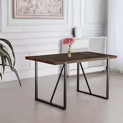 Rustic Industrial Rectangular Dining Table For 4-6 MDF Walnut 1.5  Thick • $263.14