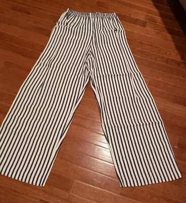 Wide Leg Vintage Disco Nyc Black White Stripe Pant Palazzo  M Slimming! • $15