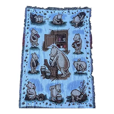 Disney Crown Crafts Classic Winnie The Pooh Fringed Throw Afghan Blanket Vintage • $59.99