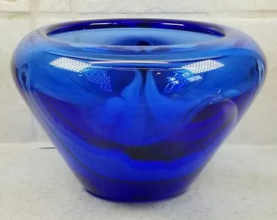 Signed Labino 5-1976  Pulled Design Blue Art Glass Bowl 4  Excellent!  • $499.99