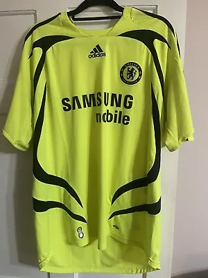 Chelsea Away Shirt 2007 / 2008 Size XL Mens Yellow / Green Retro Adidas Samsung • £24.95