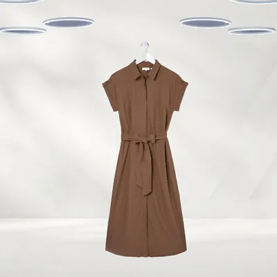 Ex Fat Face Women’s Linen Blend Shirt Dress In Brown (Defect) • £16.50