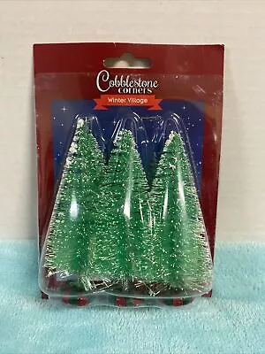 Cobblestone Corners Winter Village Green Bottle Brush Trees! • $4