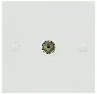 White Coax Outlet Coaxial TV Point Television Aerial Wall Plate Socket & Screws • £5.52