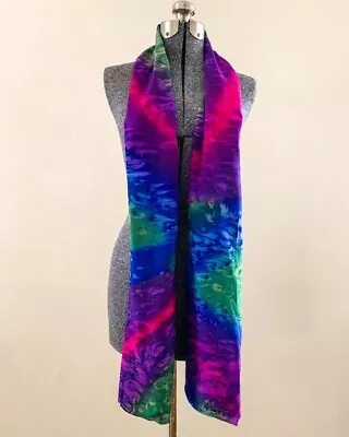 Vintage Silk Scarf Hand Dyed With Salt Technique • $12