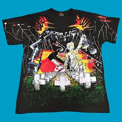 Metallica Master Of Puppets VTG Brockum Worldwide AOP T Shirt 1991 Rare 90s L • $175.99