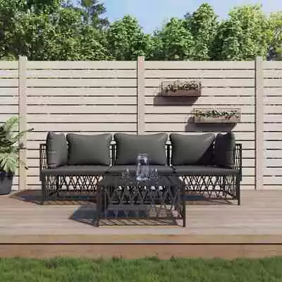 VidaXL 4 Piece Garden Lounge Set With Cushions Anthracite Steel AGS • $924.23