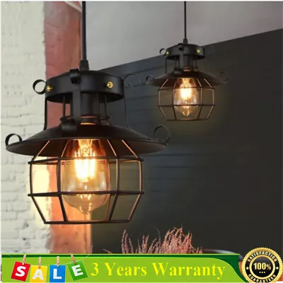 Farmhouse Ceiling Light Fixture Rustic Industrial Iron Cage Hanging Pendant Lamp • $24.61